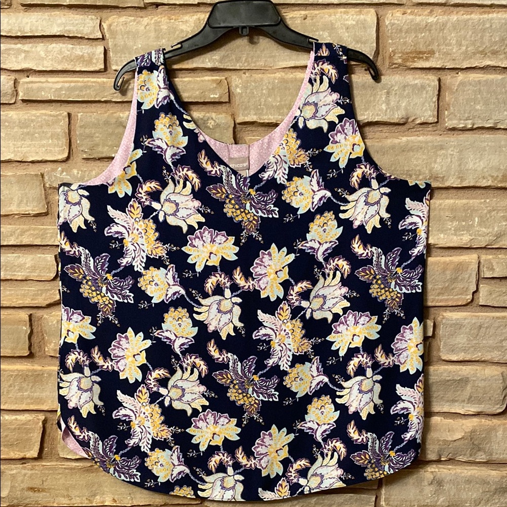 Chico's Reversible Floral Sleeveless Tank Top Multicolor Size 4 (XXL)